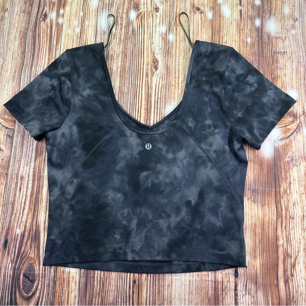 Lululemon Athletica Black And Gray Fitted Crop Align Tee Size 10